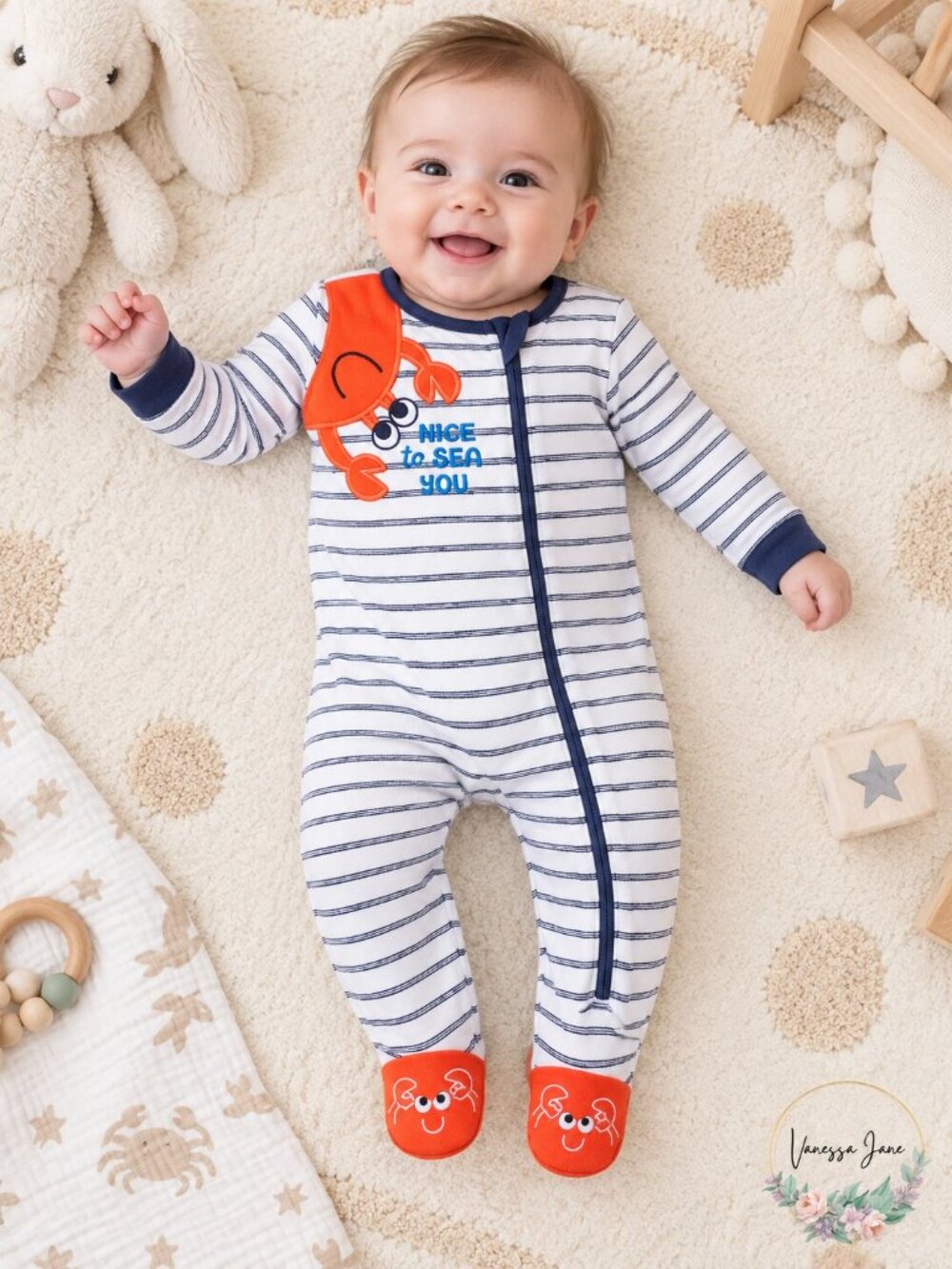 Koala Baby Boys Crab Footie, Size 0/3 Months